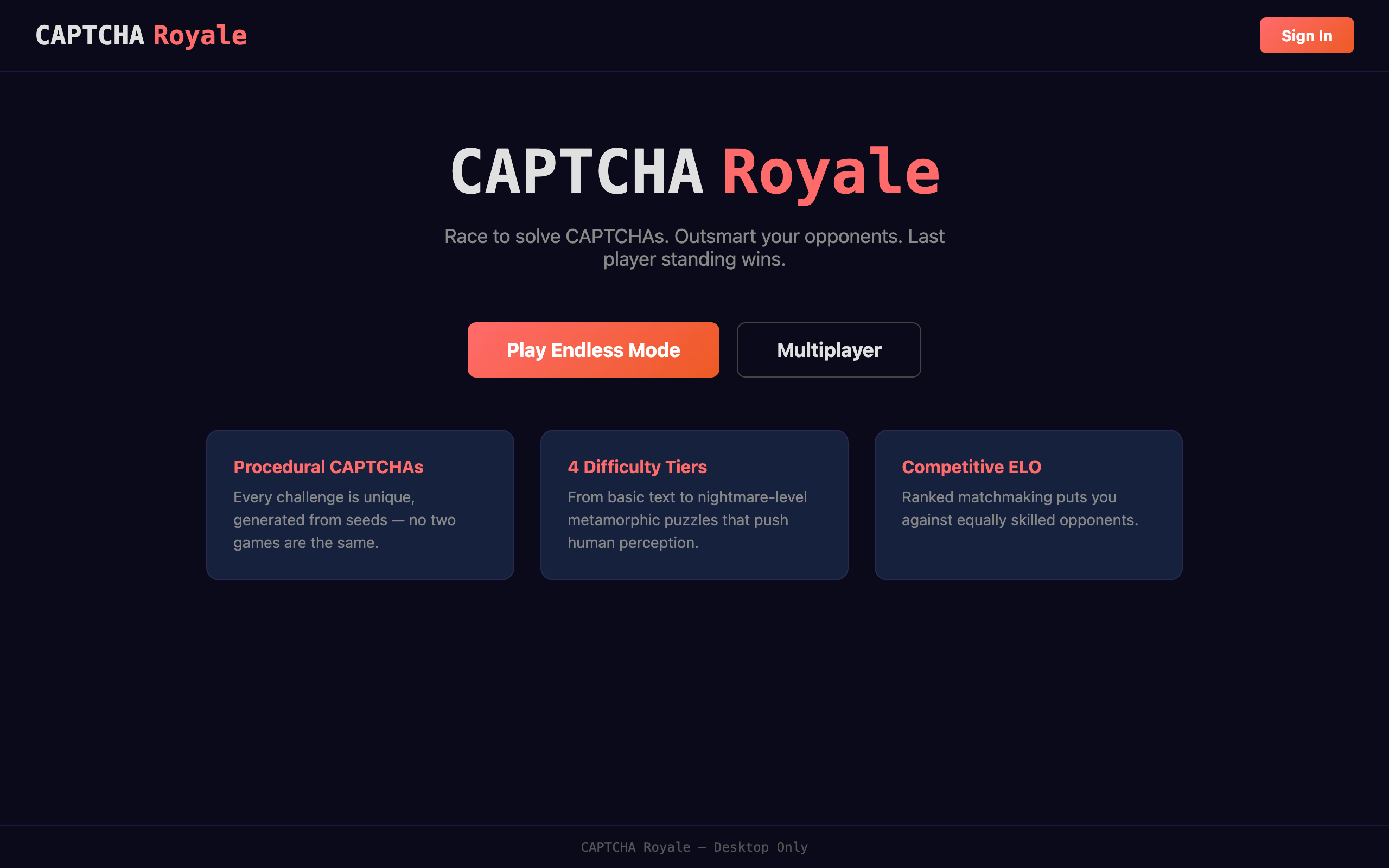 Screenshot of Captcha Royale