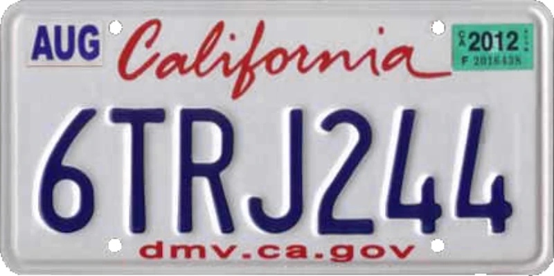 California license plate