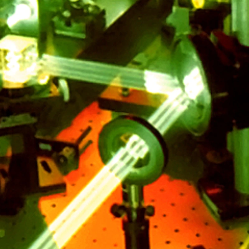 Laser beam reflecting off a mirror