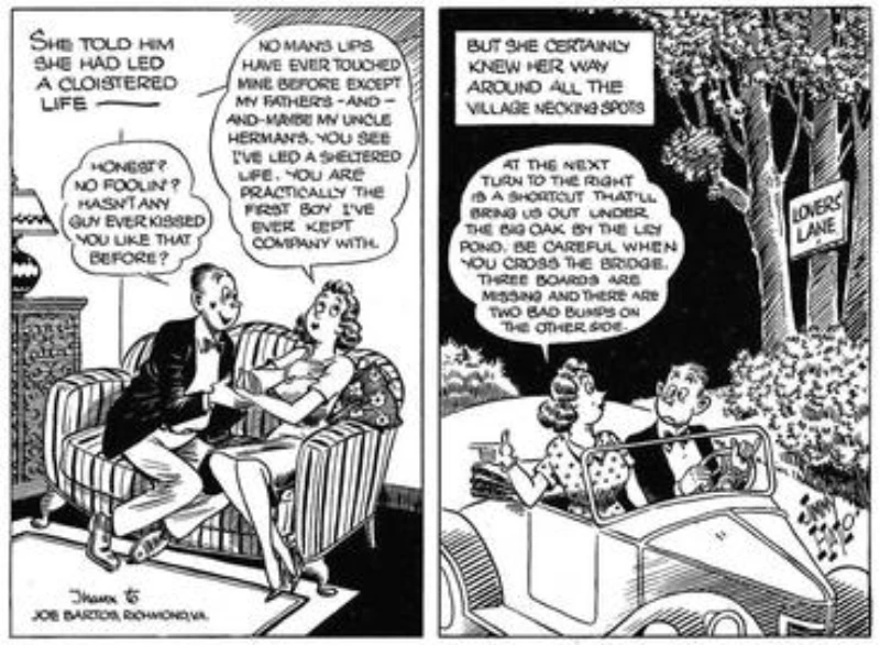 A 1943 two-panel comic strip by Jimmy Hatlo